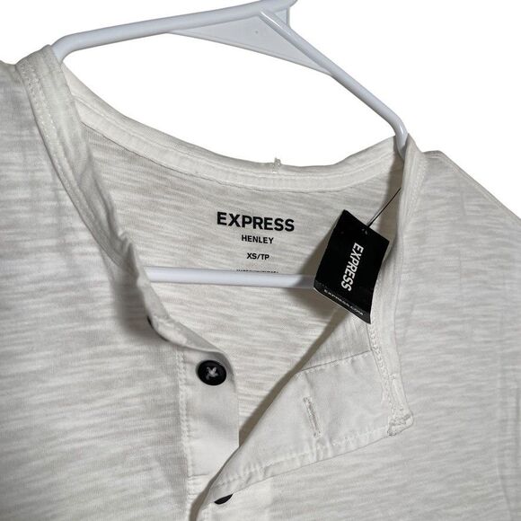 Express Shirt Men's XS Cream Henley Short Sleeve Button Basic T-Shirt NWT - Picture 5 of 11